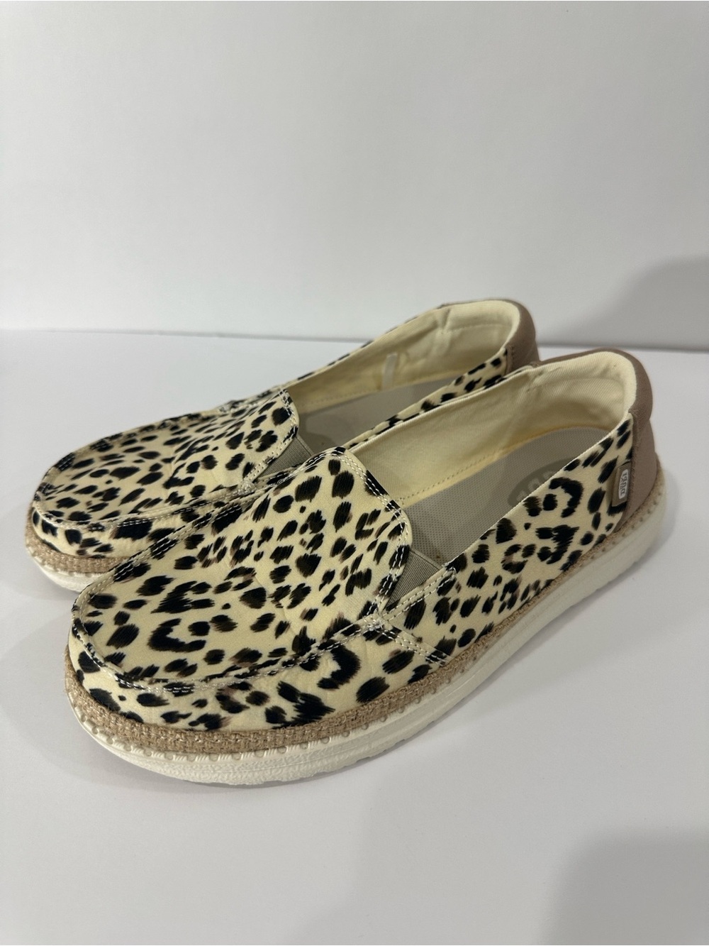 Hey Dude Leopard Print Slip-On Espadrille Loafers for Women, Size 8. Worn once.
